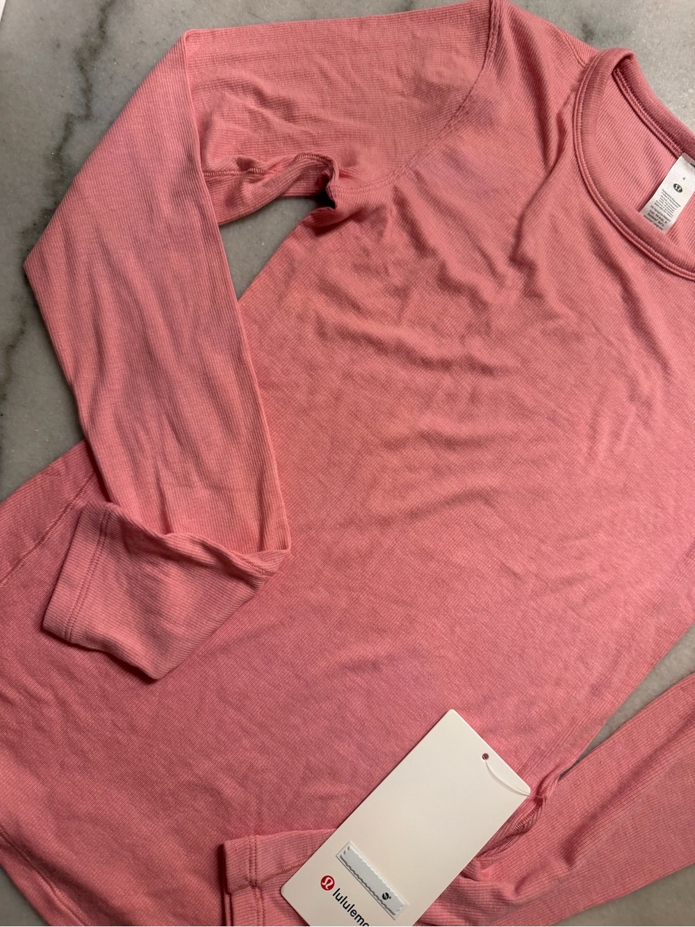 NEW lululemon athletica light Pink Hold Tight Long-Sleeve Top shirt 4 NWT